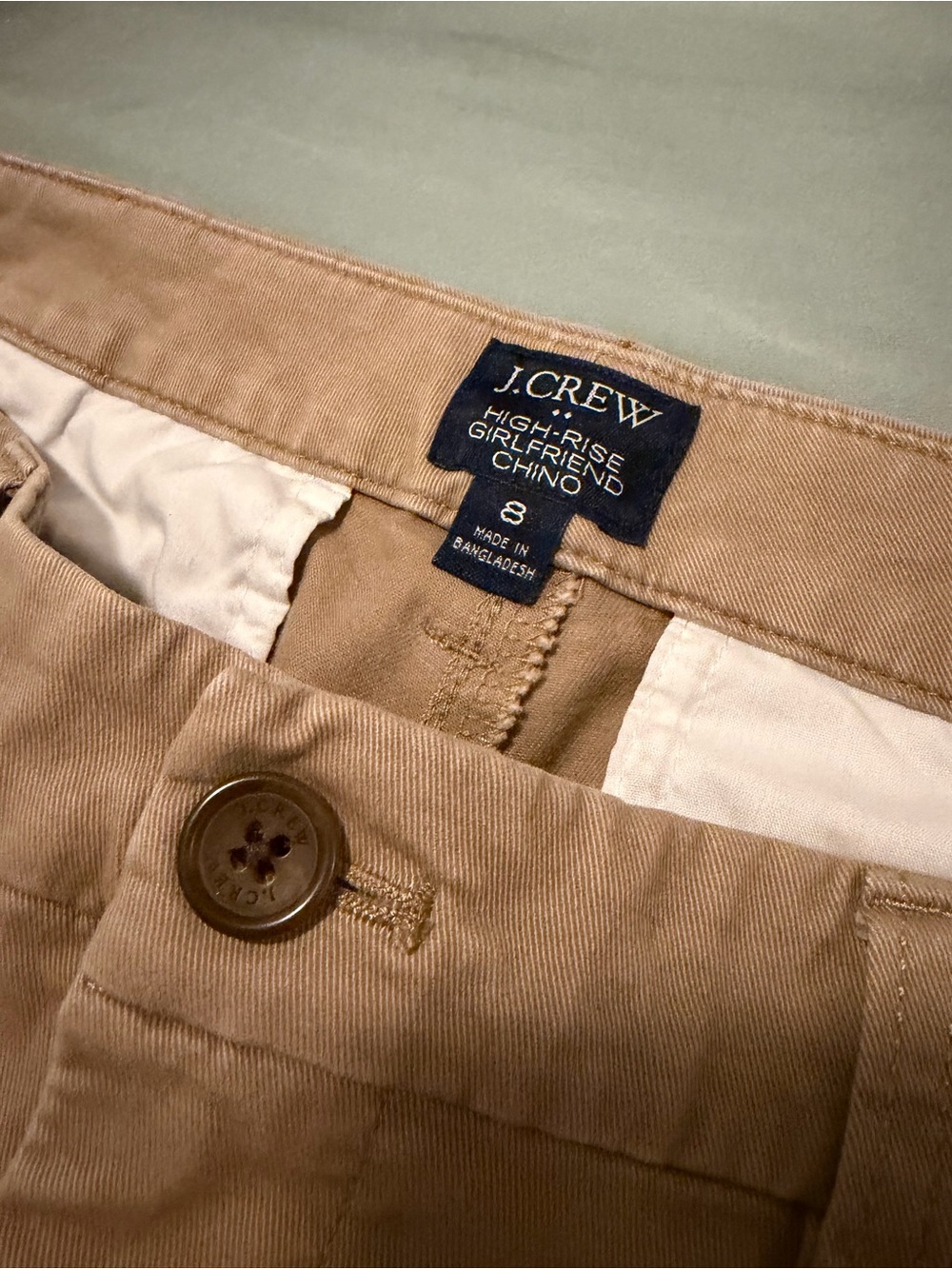 J. Crew High-Rise Girlfriend Chinos in Khaki
